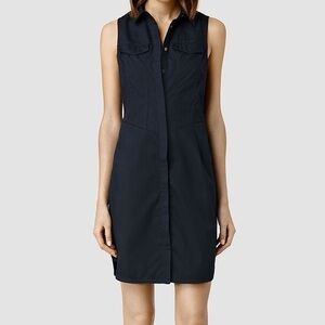 All Saints Aimee Navy Button-down Dress